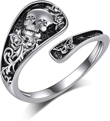 Skull Ring 925 Sterling Silver Adjustable Skull Ring Gothic