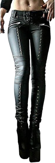 Women's Faux Leather Leggings Gothic Punk