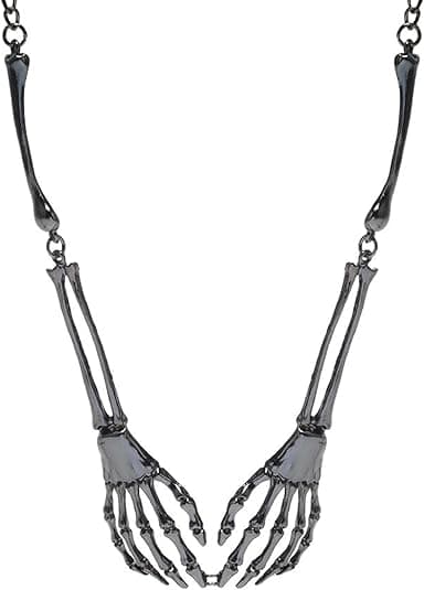alloween Gothic Skeleton Hand Skull Necklace Punk Rock Cosplay