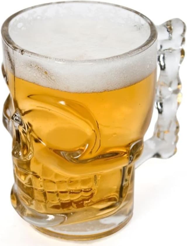 Circleware Skull Face Beer Mug Drinking Glasses with Handle