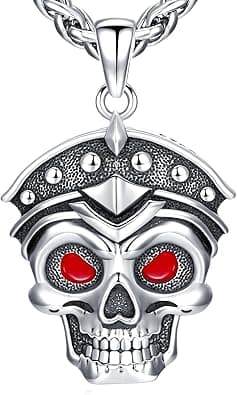 Skull Necklace 925 Sterling Silver Gothic Demon Skull