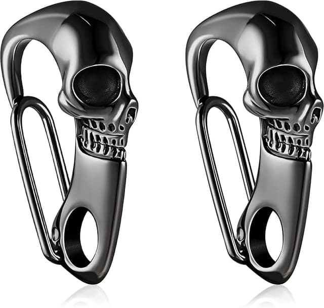 Hicarer 2 Pieces Skull Keychain Wallet Chain Stainless Steel Gothic