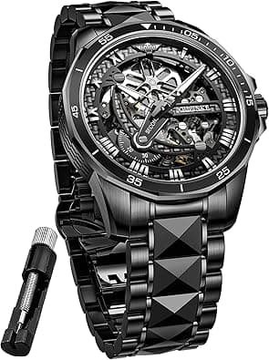 Skeleton Mens Watch Automatic Mechanical Self Winding Luxury