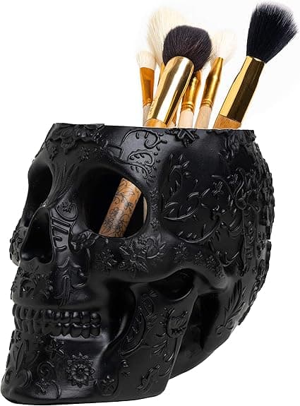 Skull Makeup Brush, Candy Bowl & Pen Holder, Trick or Treat Bowl